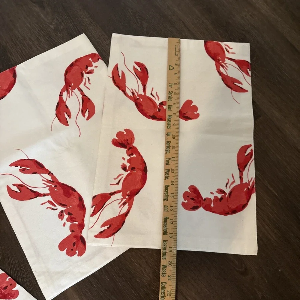 Kate Spade Lobster Fete Cotton 4 Napkins 2 Placements MINT New England Summer